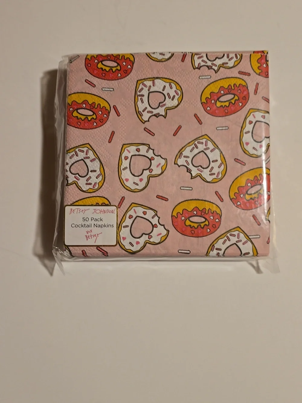 Betsey Johnson Pink Donut Cocktail Napkins with Pink & White Accents